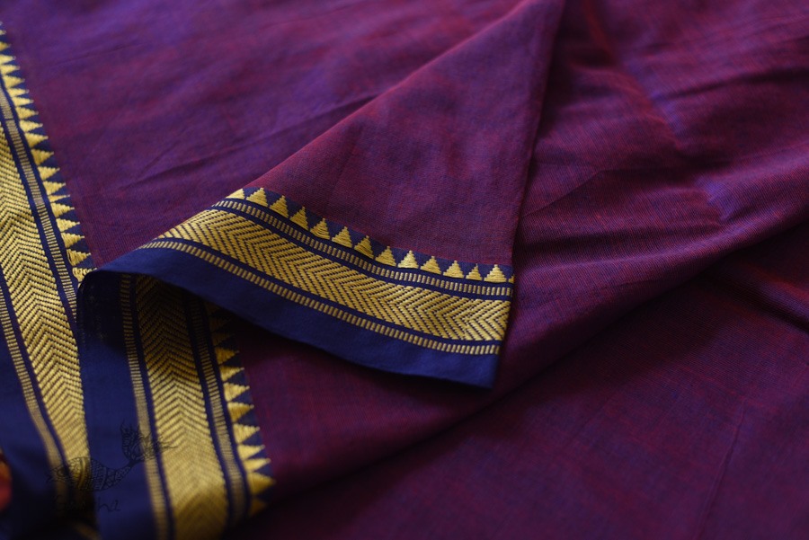 shop pure cotton handloom saree - purple