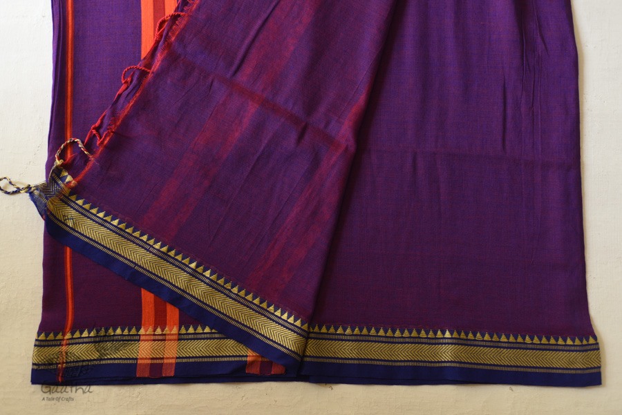 shop pure cotton handloom saree - purple