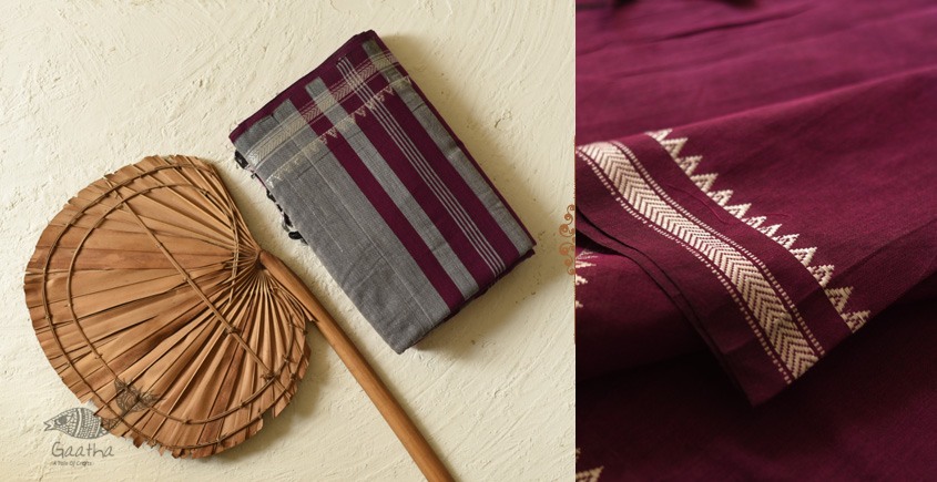 Casual Classics ❊ Everyday Handloom Saree - magenta cotton saree 