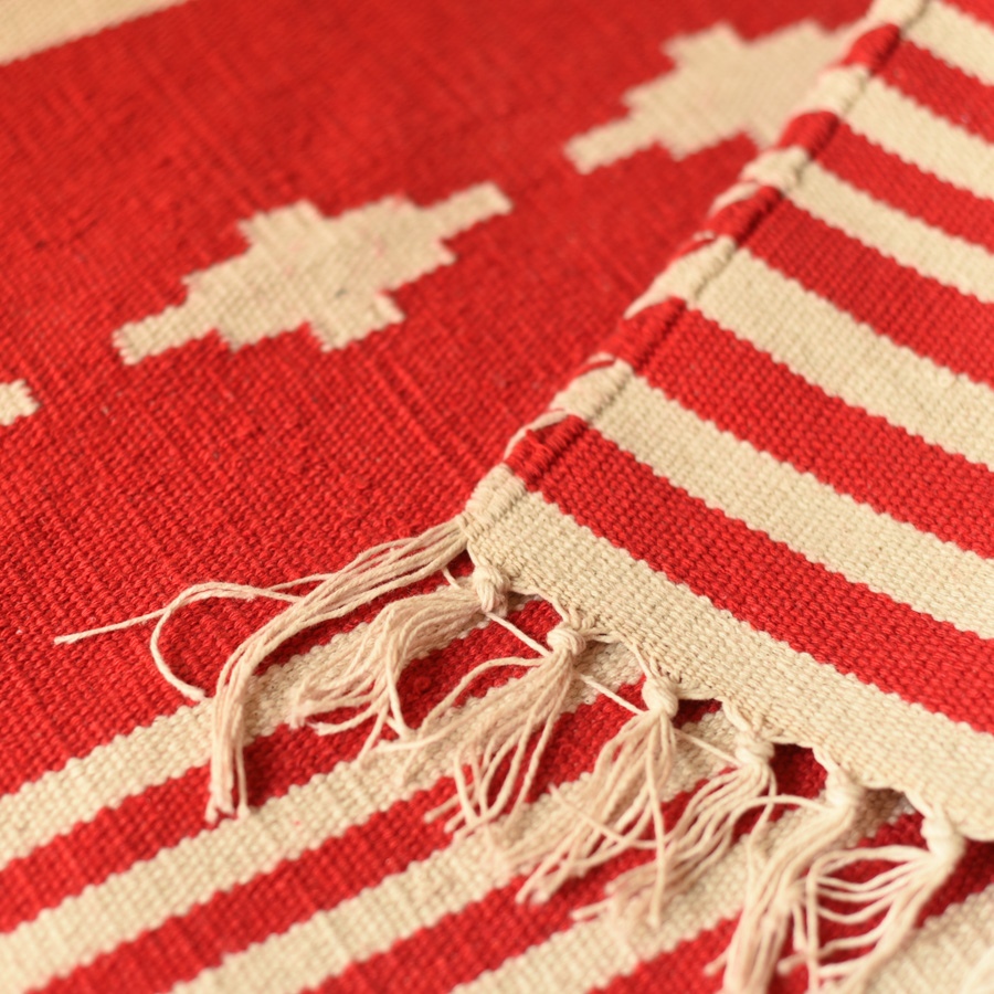 shop Handwoven Geometric red Dhurries