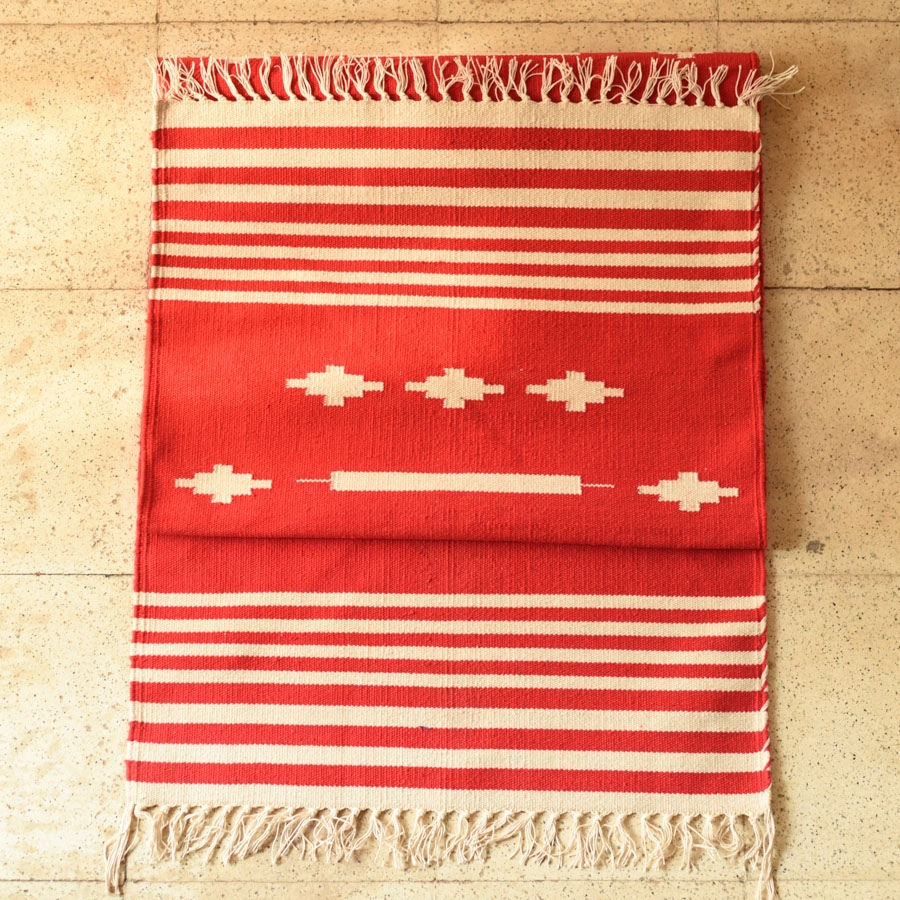 shop Handwoven Geometric red Dhurries