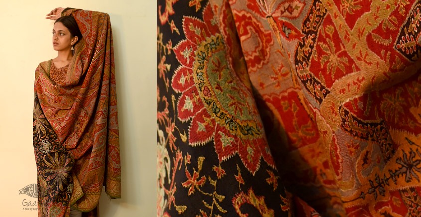 shop Kashmiri Pashmina Long Antique Jamawar shawl