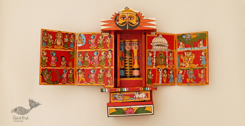 कथनिक ☀ Kaavad a Wooden Shrine ( RED - 29 cm) ~ 113