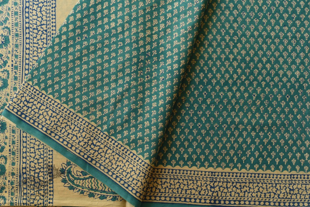 Shop Gamthi Block Print pure cotton saree