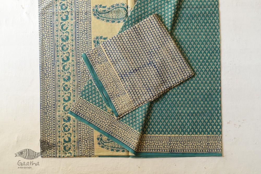 Shop Gamthi Block Print pure cotton saree