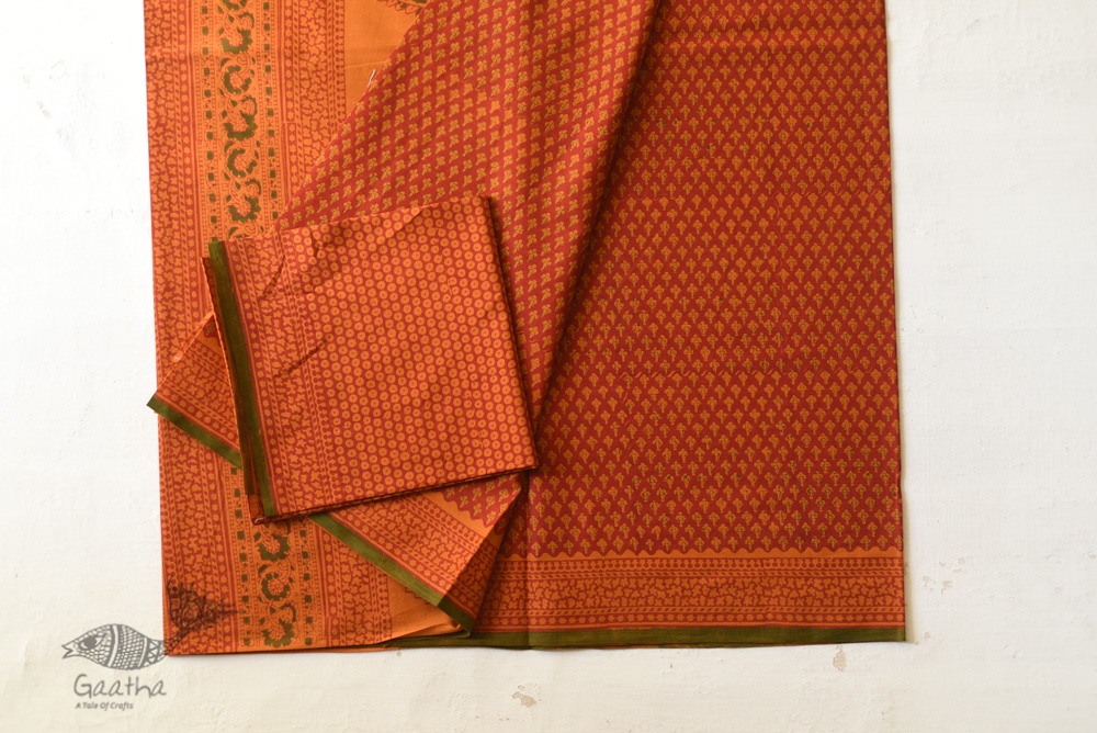 Shop Gamthi Block Print pure cotton saree
