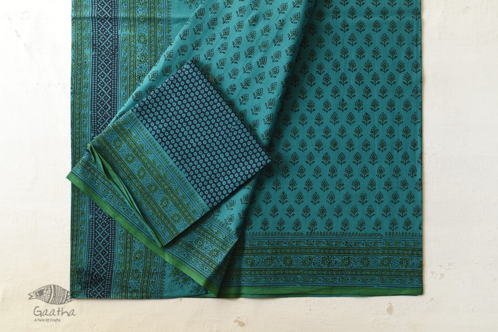 Shop Gamthi Block Print pure cotton saree