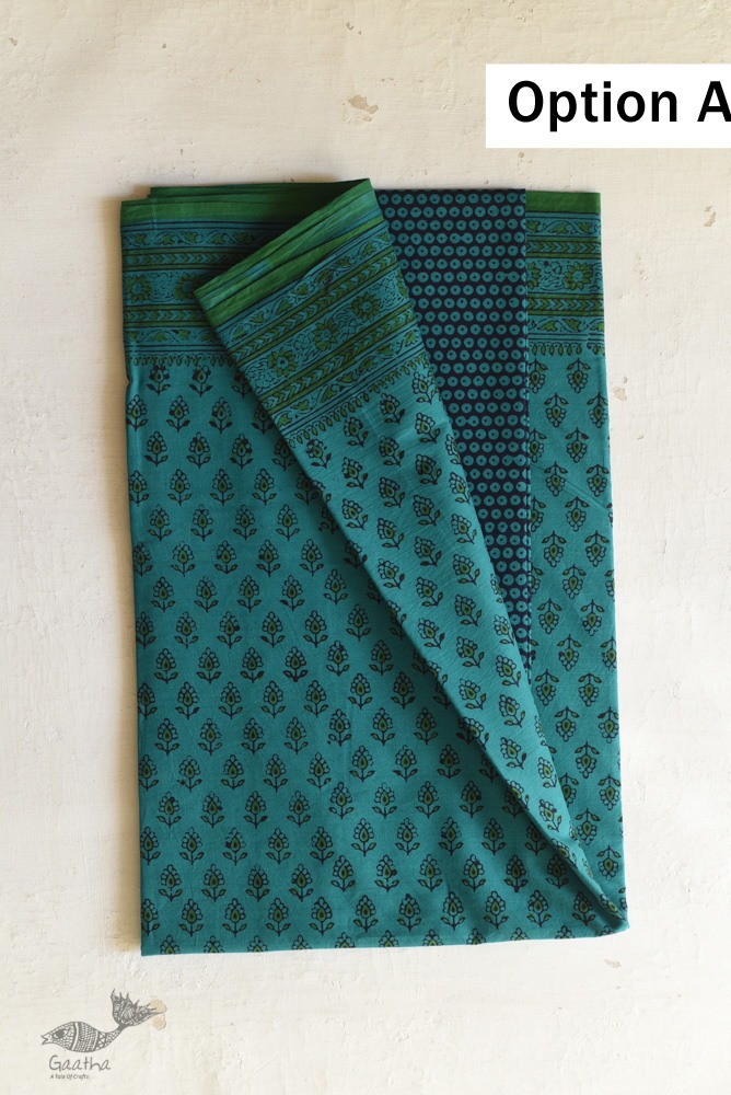 Shop Gamthi Block Print pure cotton saree