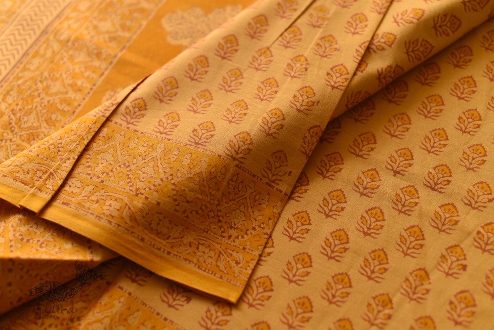 Shop Gamthi Block Print pure cotton saree