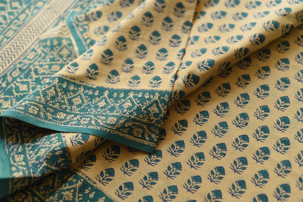 Shop Gamthi Block Print pure cotton saree