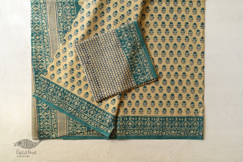 Shop Gamthi Block Print pure cotton saree