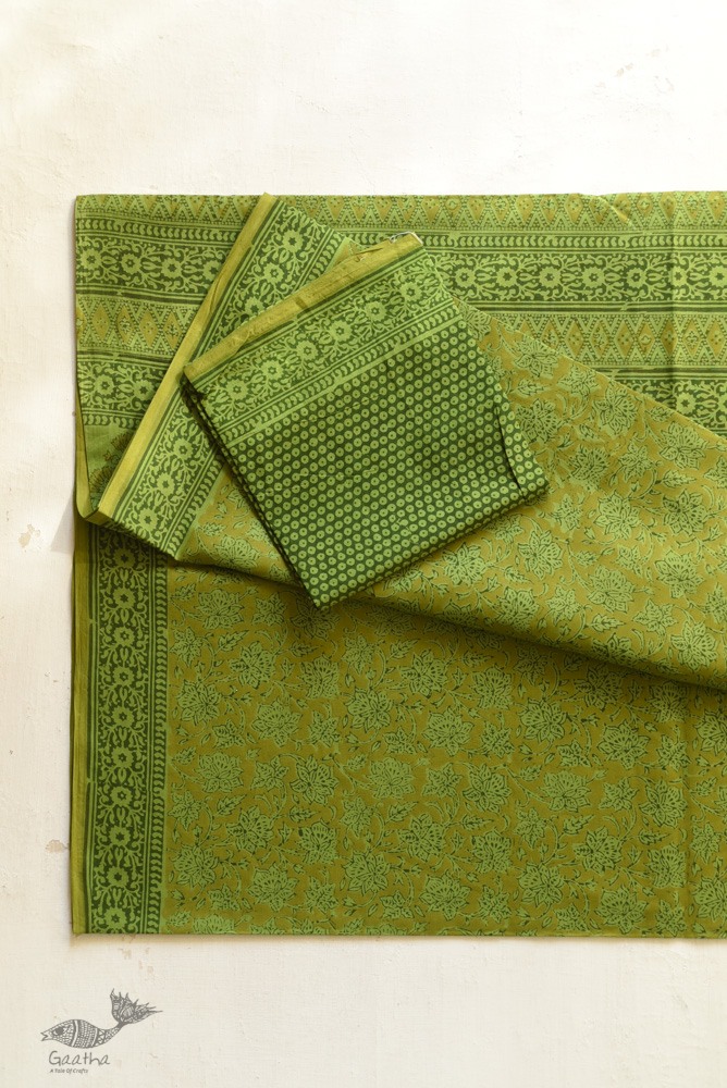 Shop Gamthi Block Print pure cotton saree