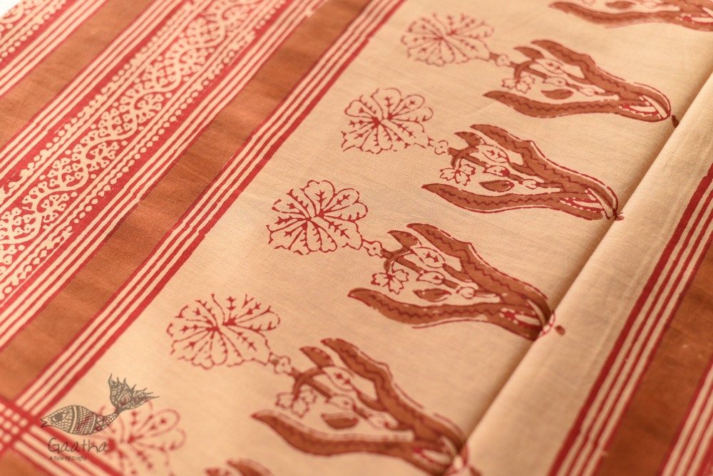 Shop Gamthi Block Print pure cotton saree