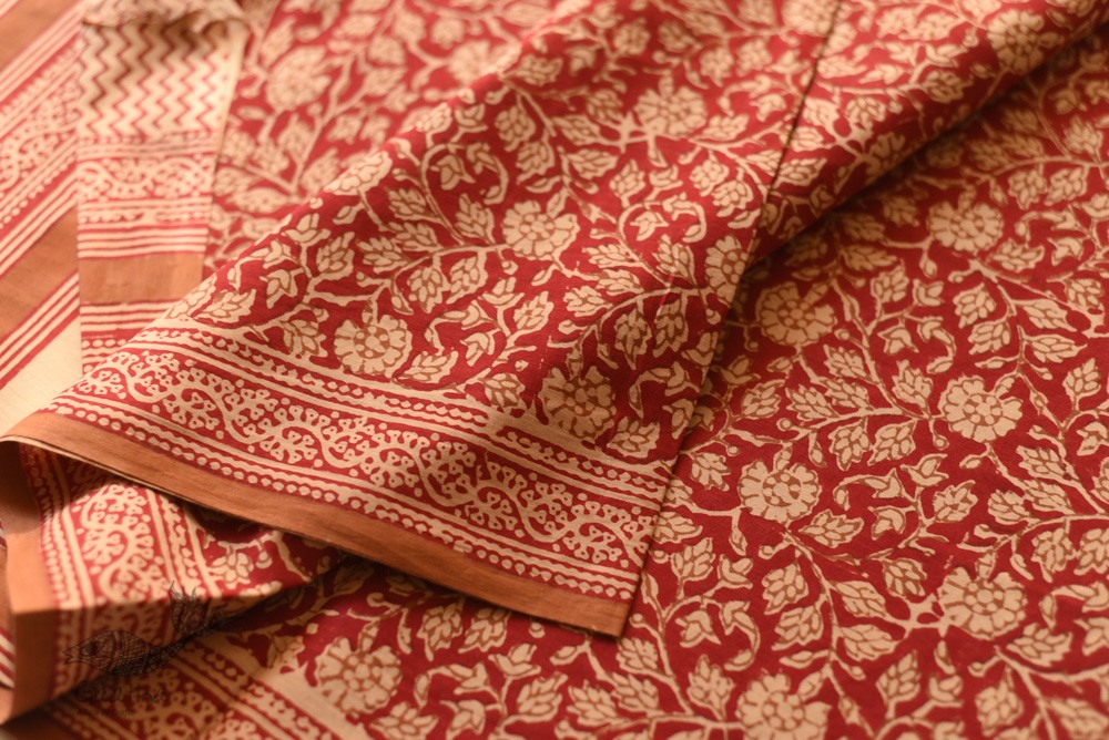 Shop Gamthi Block Print pure cotton saree