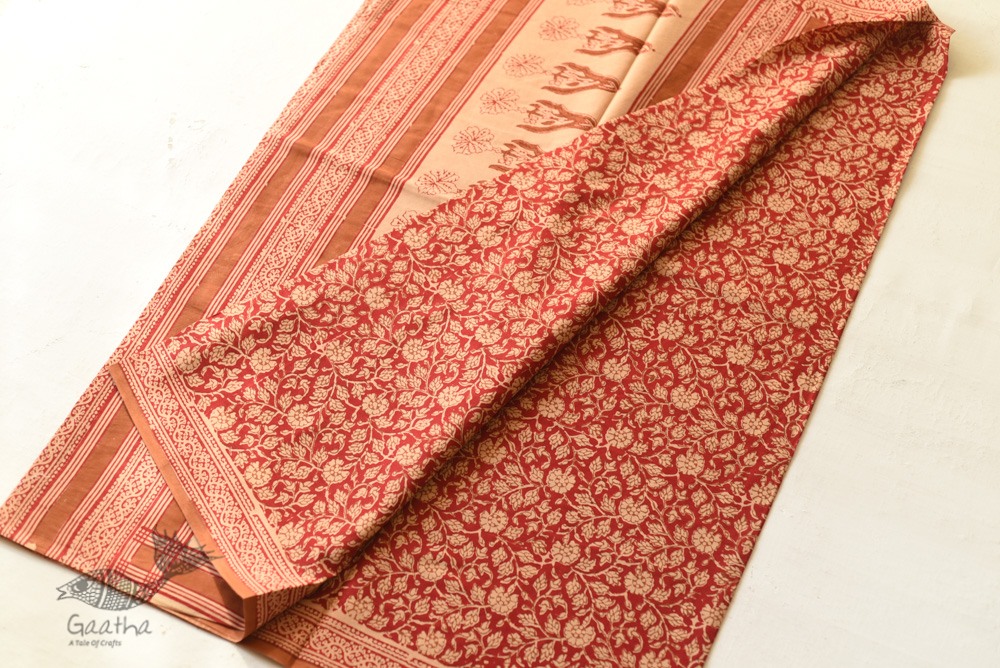 Shop Gamthi Block Print pure cotton saree