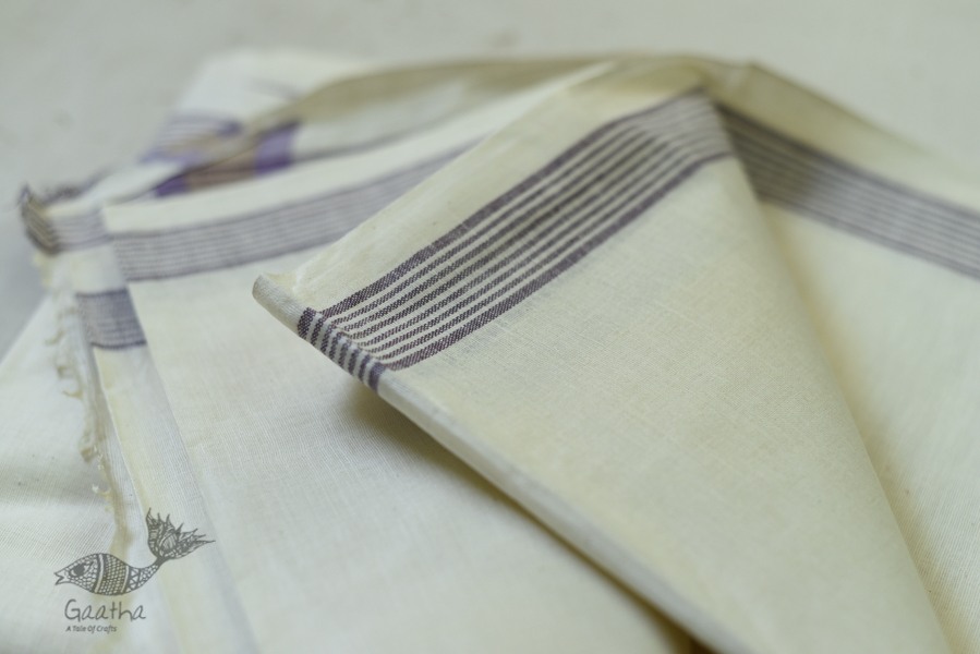 shop online handloom dhoti khes - white cotton