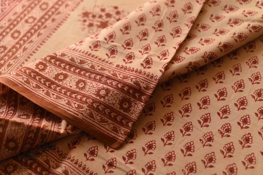 Shop Gamthi Block Print pure cotton saree