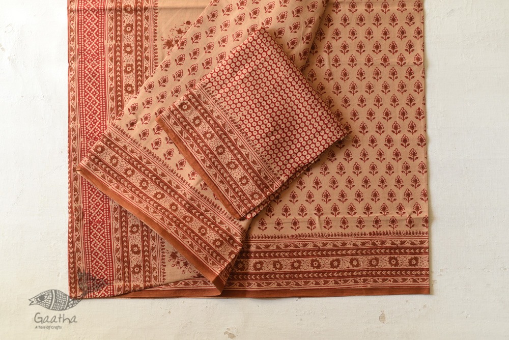 Shop Gamthi Block Print pure cotton saree