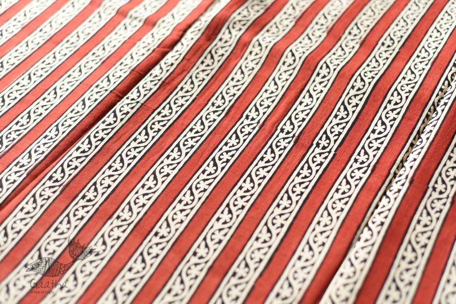 shop Bagru Cotton Red Saree - Block Printed