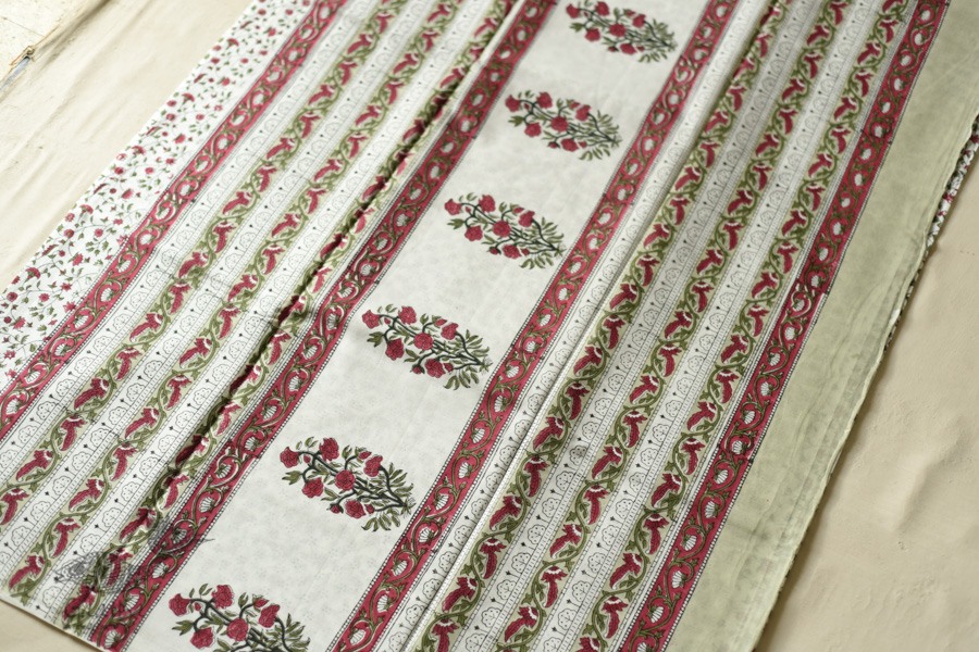 shop Bagru Block Printed - Bagru Block Printed - Printed Off White Cotton Saree