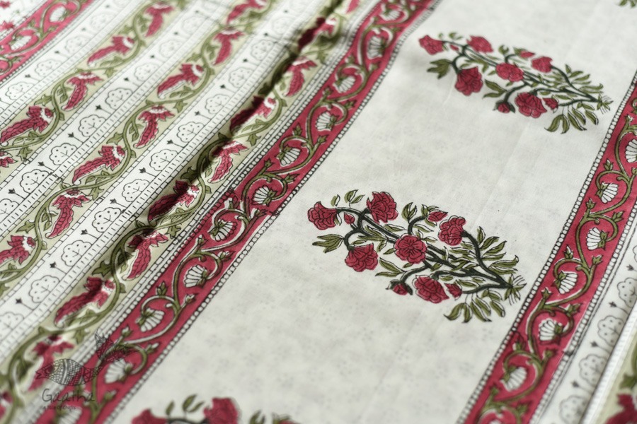 shop Bagru Block Printed - Bagru Block Printed - Printed Off White Cotton Saree