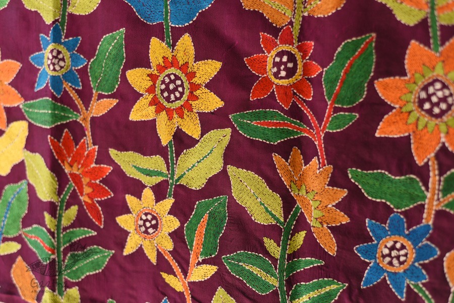  Kantha Soft Silk dupatta- Embroidered