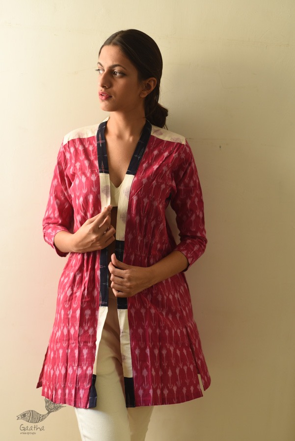 shop Ikat Handloom Long Shrug - Red