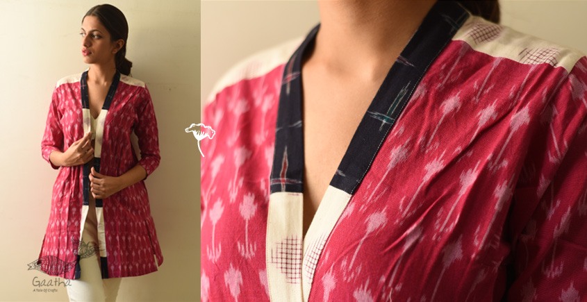 shop Ikat Handloom Long Shrug - Red