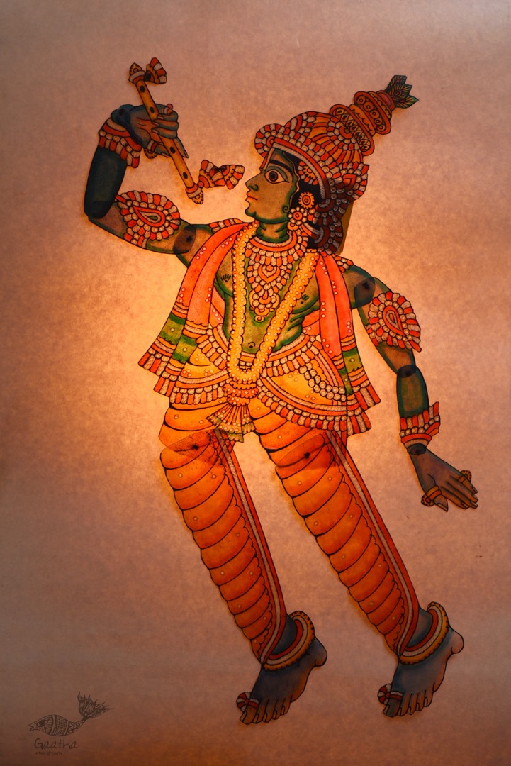 shop handmade leather puppet - Krishna / Murlidhar