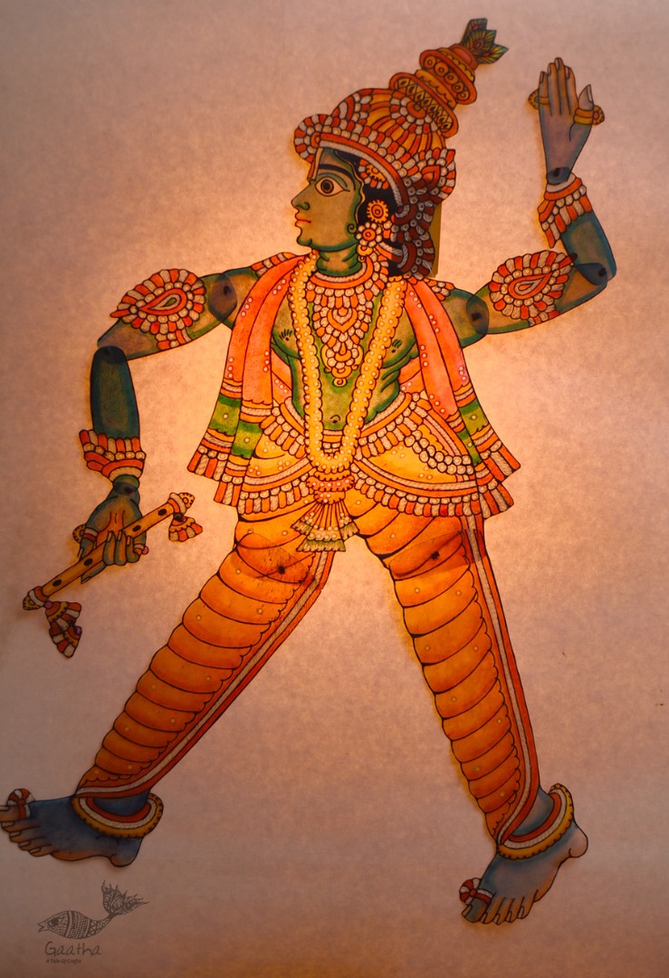 shop handmade leather puppet - krishna