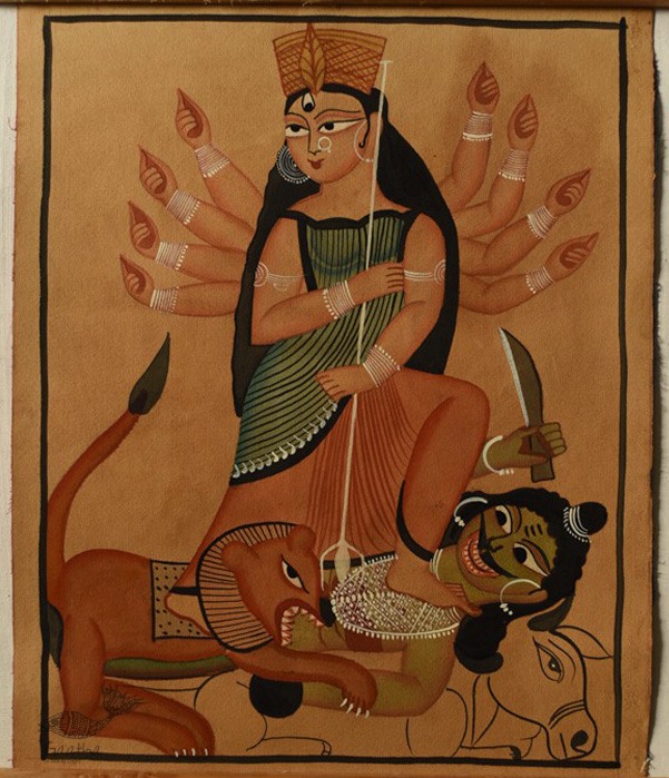 Kalighat Painting | Mahishasur Mardani