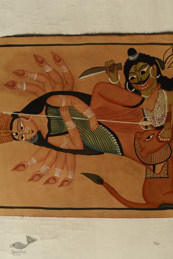 Kalighat Painting | Mahishasur Mardani