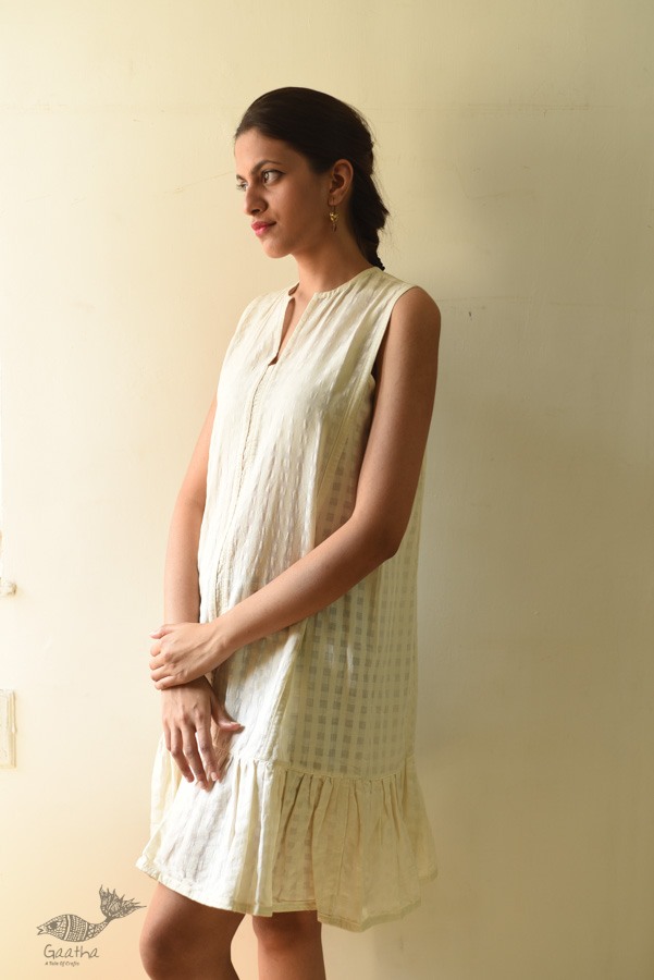 shop Handwoven Pure Cotton ~ Off White dress