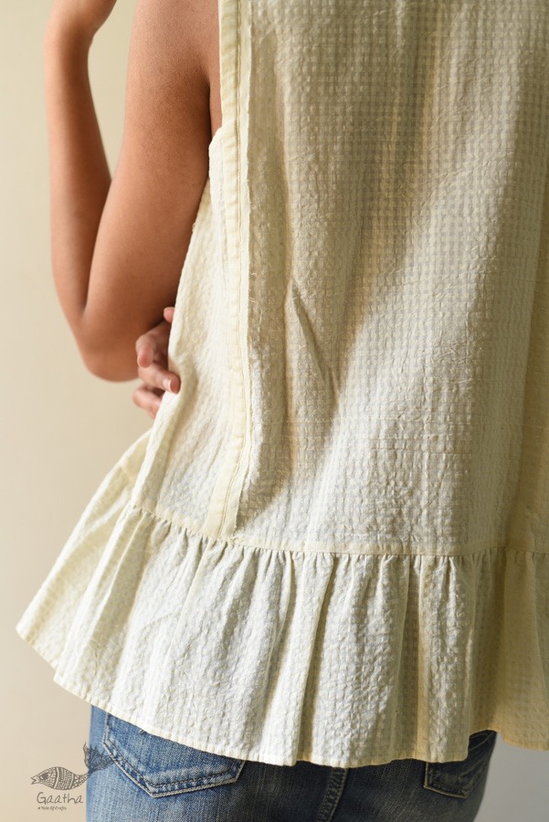 shop Off White Pure Cotton ~ Handwoven Self Checks Top