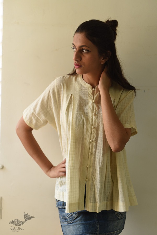 shop Off White Pure Cotton ~ Handwoven Self Checks Top