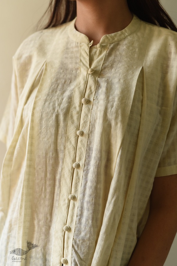 shop Off White Pure Cotton ~ Handwoven Self Checks Top