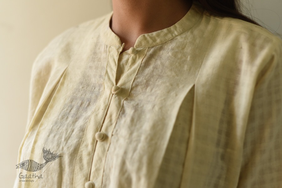 shop Off White Pure Cotton ~ Handwoven Self Checks Top