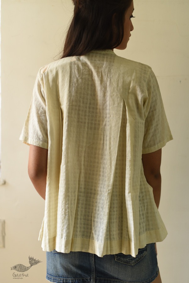 shop Off White Pure Cotton ~ Handwoven Self Checks Top