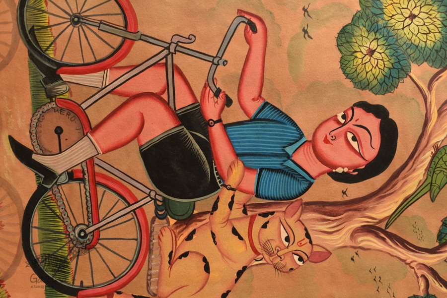 buy canvas kalighat painting - Kitty & Kusum