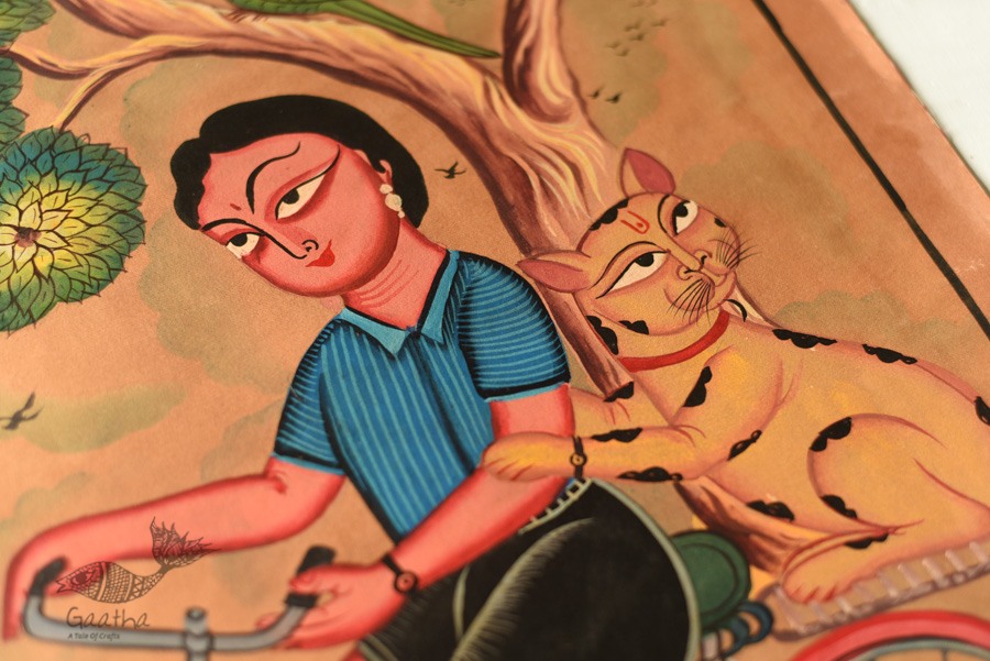 buy canvas kalighat painting - Kitty & Kusum