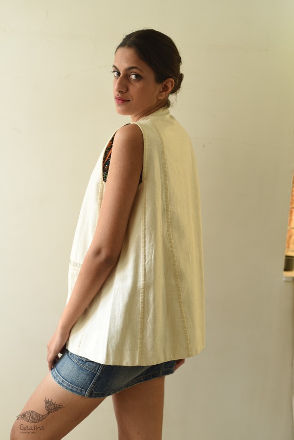 shop Handwoven Pure Cotton ~ Off White Shrug