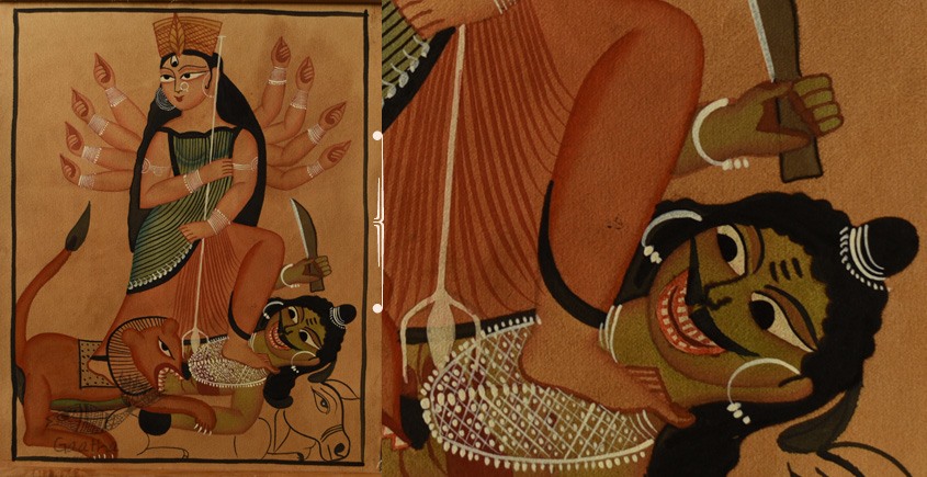 Kalighat Painting | Mahishasur Mardani