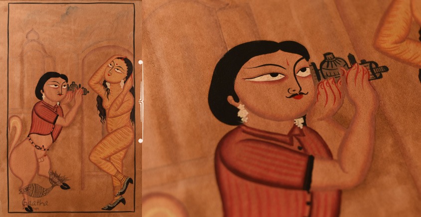 original kalighat painting on handmade canvas