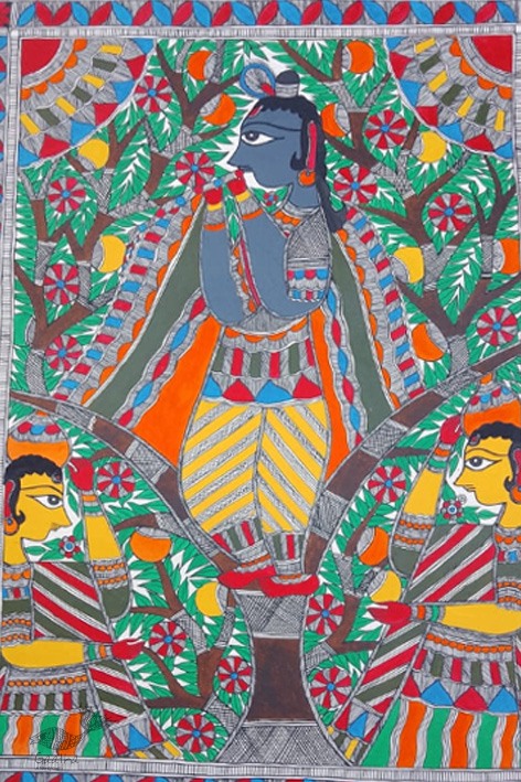 shop Madhubani painting| Krishna and Gopi