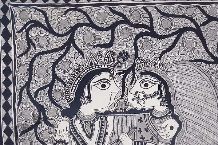 shop Madhubani painting| Radha - Krishna