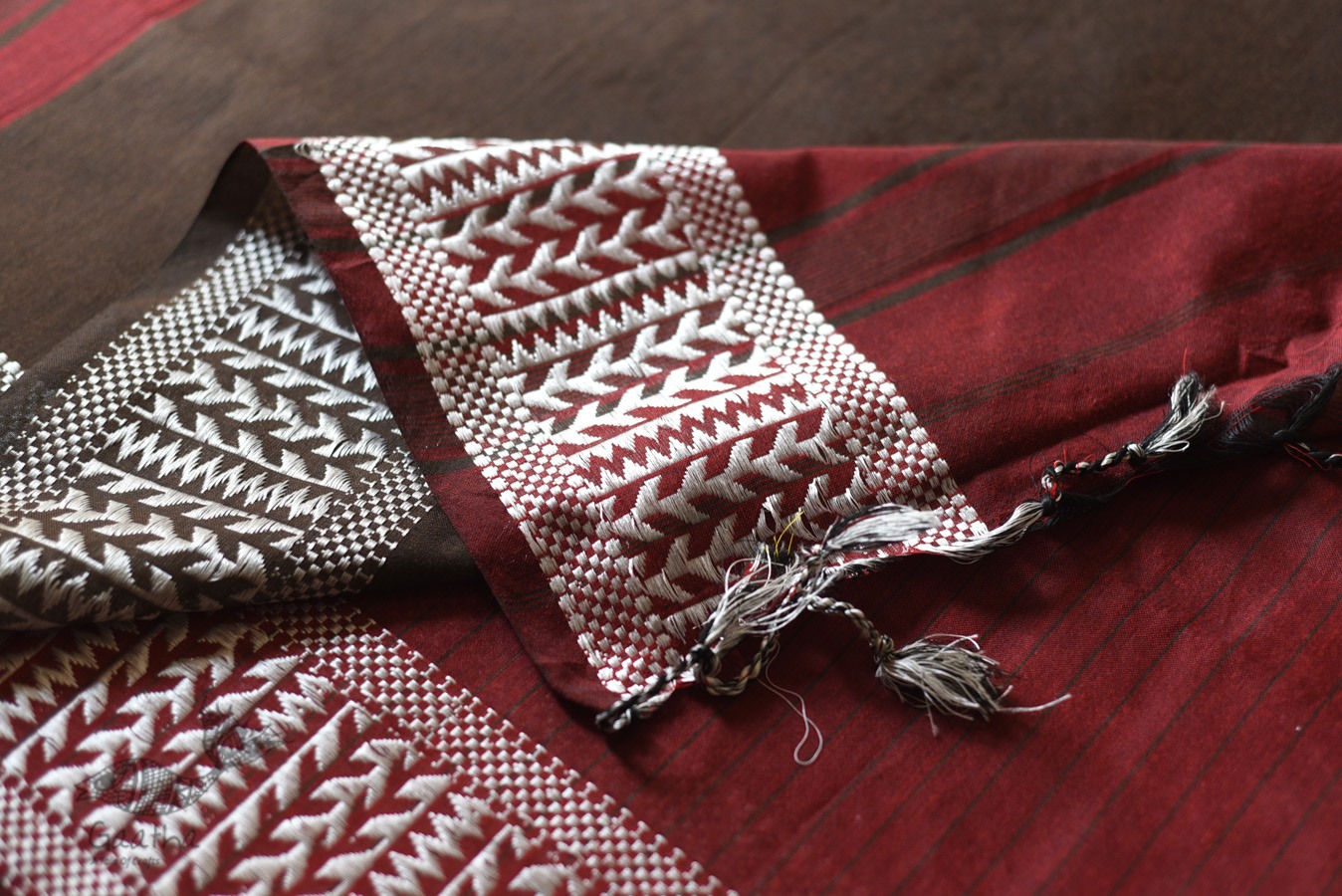 Traditional Bengali cotton Maroon saree