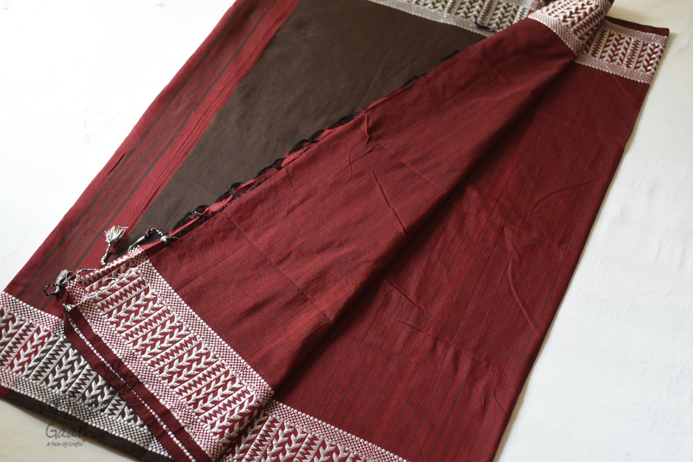 Traditional Bengali cotton Maroon saree