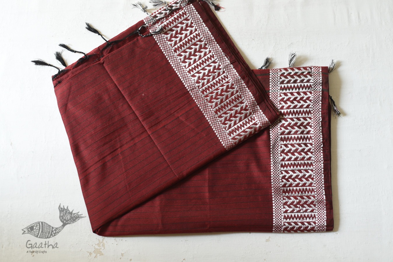 Traditional Bengali cotton Maroon saree