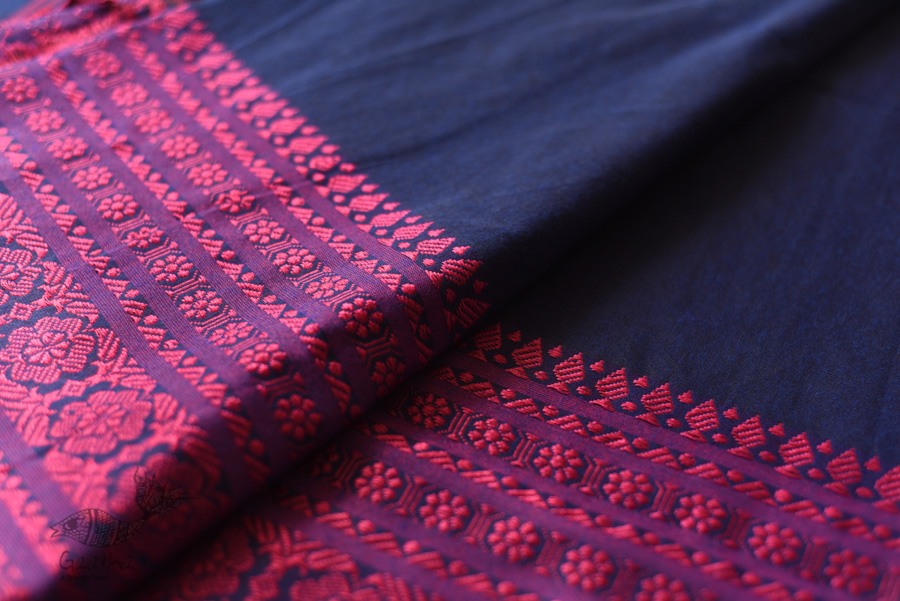 Traditional Bengali cotton Blue Saree