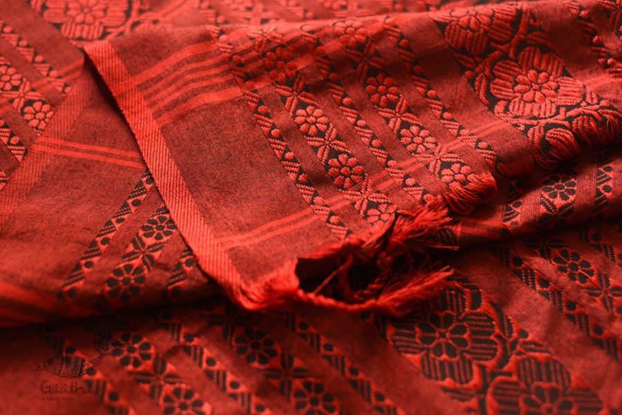 Traditional Bengali cotton Black With Red Woven Border Saree